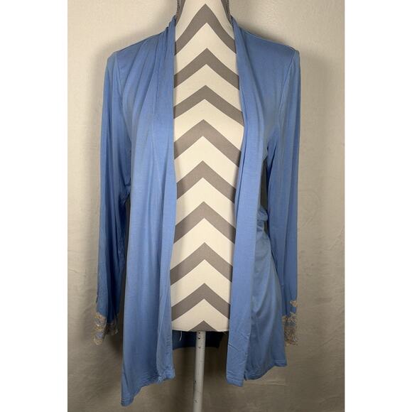 Soma Women's Periwinkle Blue Soft Knit Open Front Draped Cardigan Size Lg Chrty - Picture 1 of 9